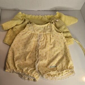 Vintage Cabbage Patch Kids Doll Yellow Rosebud Floral Romper Sweater CPK